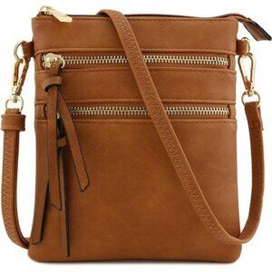 Small Lightweight Shoulder Bag for Women, Mini Multi Zipper Pocket Crossbody Bag
